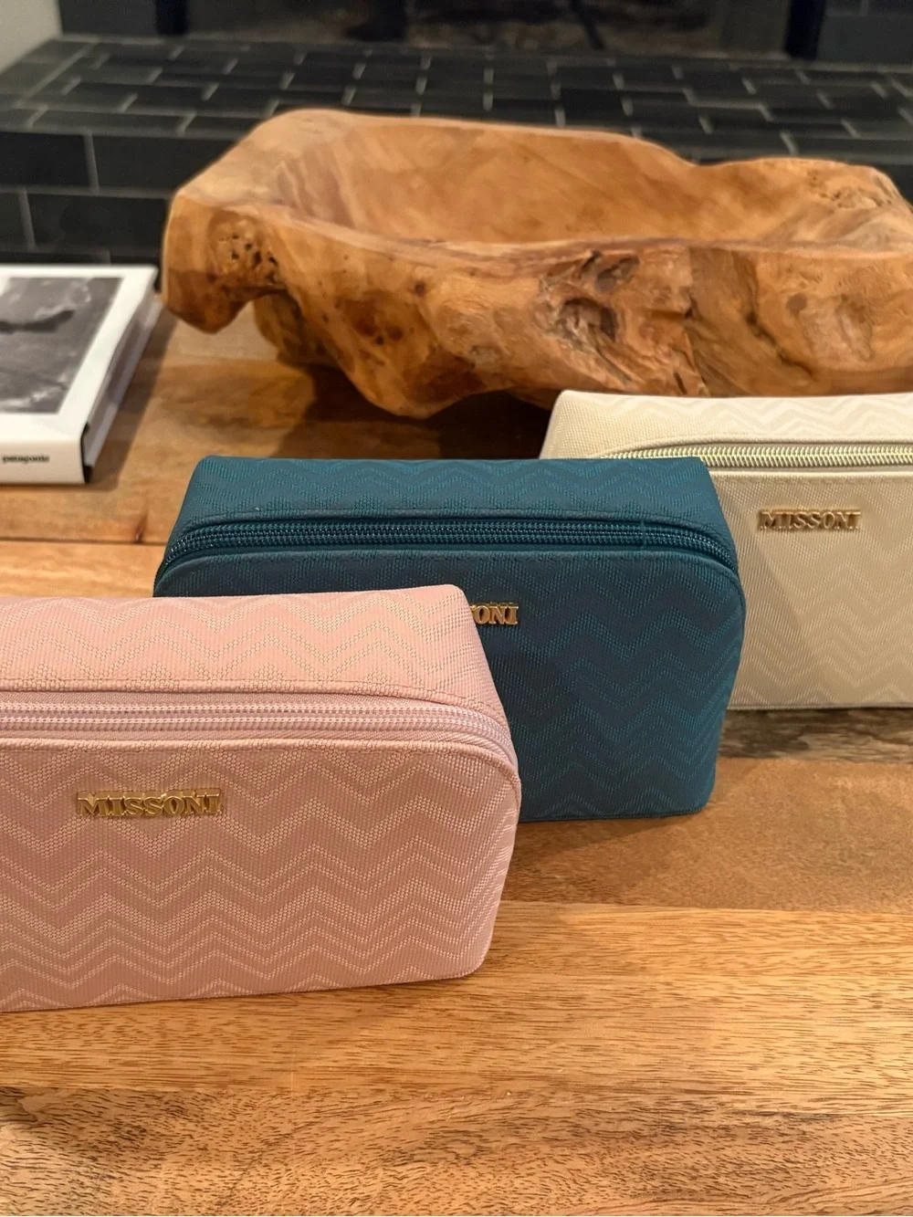 Missoni Delta One amenity kit featuring the signature chevron texture (Set of 3)